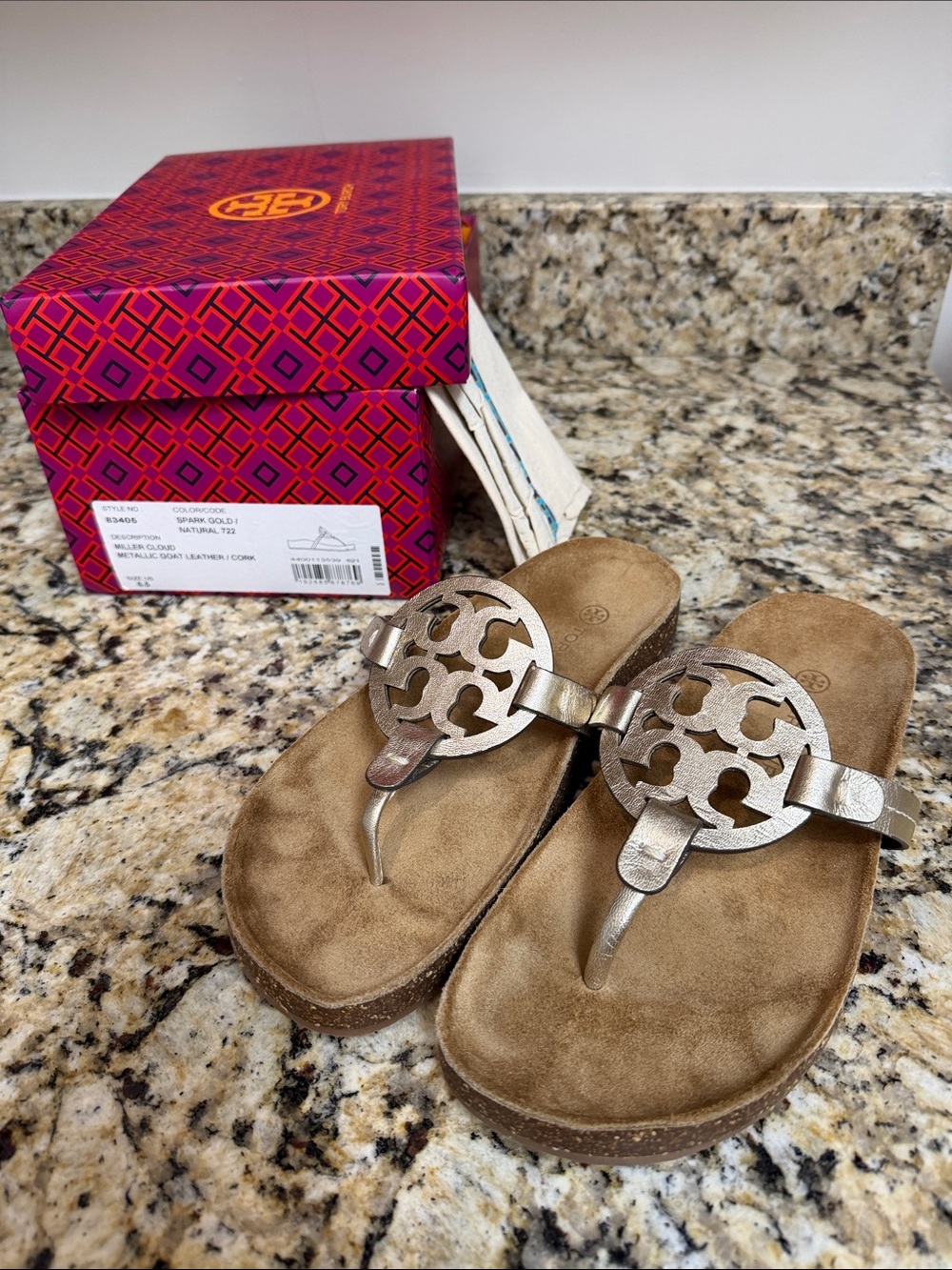 Tory Burch Metallic Silver Platform Miller Thong Sandals